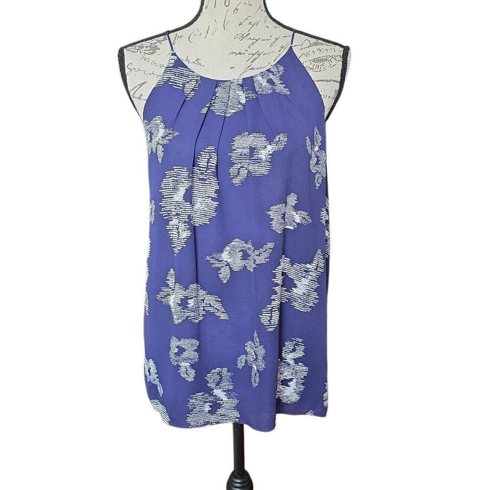 Violet + Claire Women's Size Large Indigo White Pleated Cami Tank